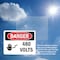 Signmission 480 Volts Danger Sign, Plastic, 10in W x 7in L, 2PK OS-2PACK-DS-P-710-L-1013 - alternate 2